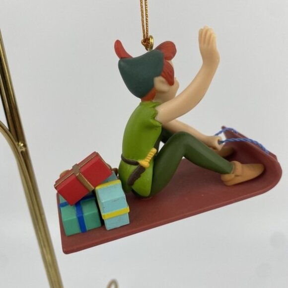 Disney Grolier Christmas Holiday Tree Ornament Peter Pan "Peter Pan On A Sled" - Picture 3 of 11